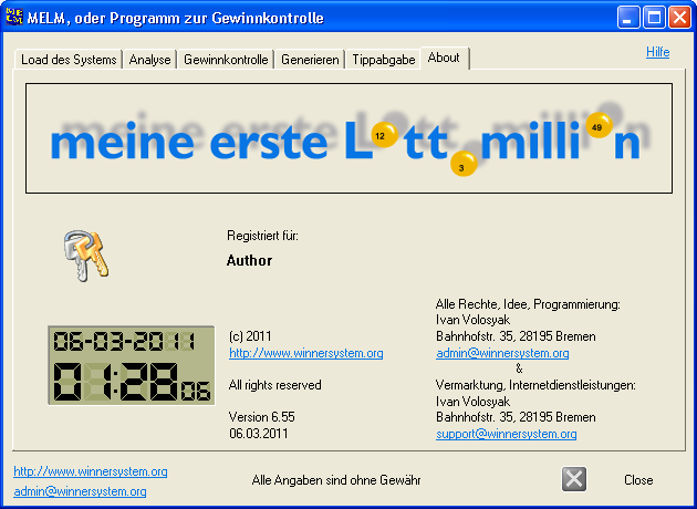 About- Box des Lottoprogramms MELM